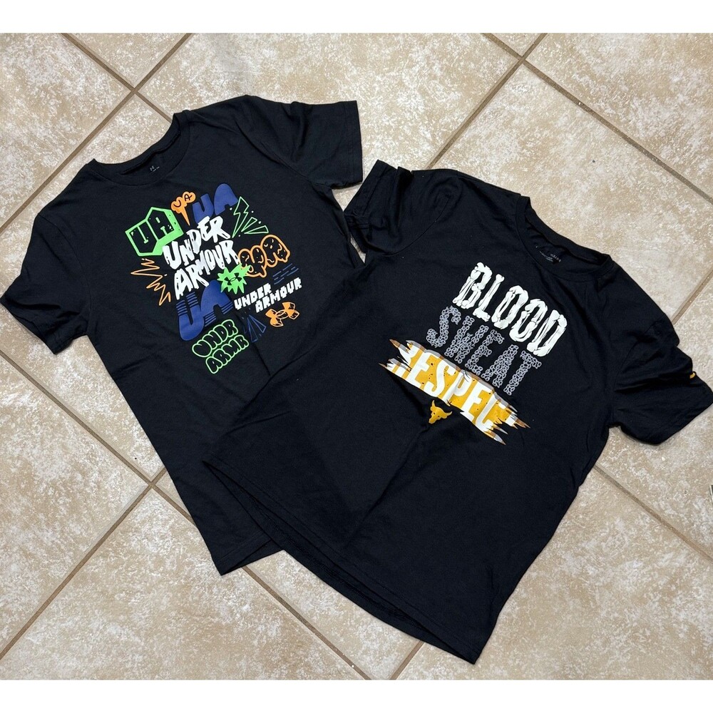 Under Armour Boys' T-Shirt Bundle – 2 Graphic Tees – Youth Size Large